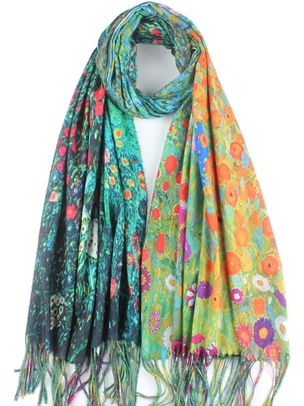 Warm Reversible Art Scarf for Women - Large Shawl Wrap, Winter Gift Idea